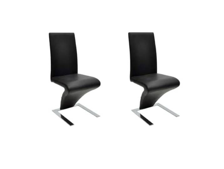 KUTYWEXFM Esszimmerstühle 2er Set Modern Schwarz Kunstleder Ergonomische Küchendesign Stühle mit Verchromten Beinen, Zickzack-Form und Hohem Sitzkomfort für Ihre Küche.