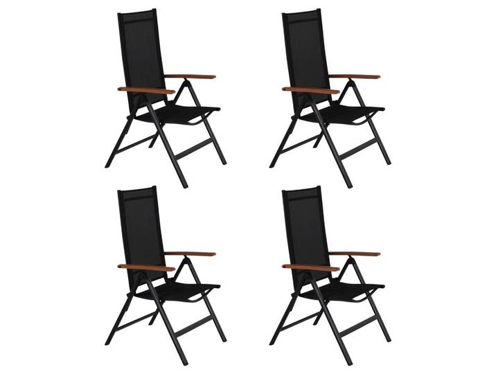 ebuy24 Gartenstuhl Schwarz 4er Set, 57x110x68 cm, Gartenmöbel, Gartensessel, Gartenklappstühle