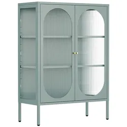 Oviala Business Modernes 2-türiges Sideboard 80 cm aus Metall und salbeigrünem Glas