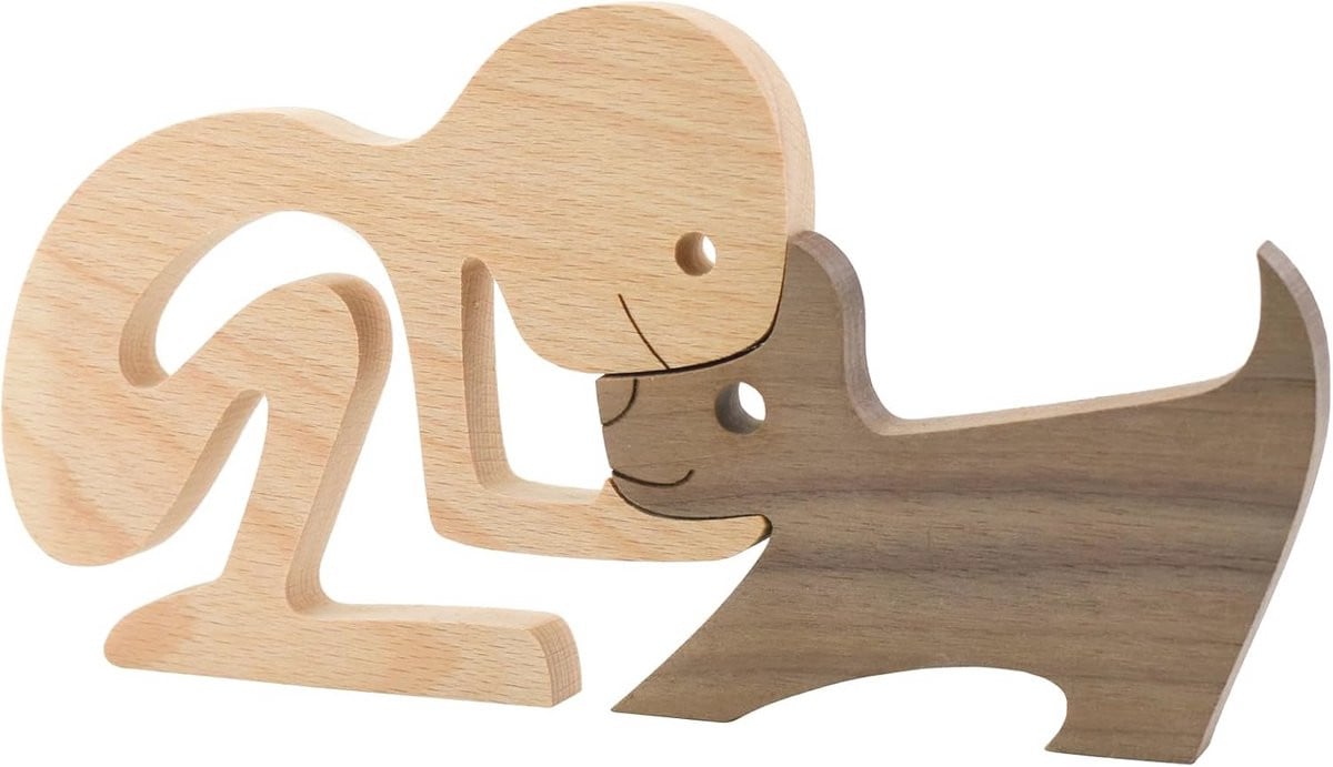 Houten hond beeldjes voor woondecoratie