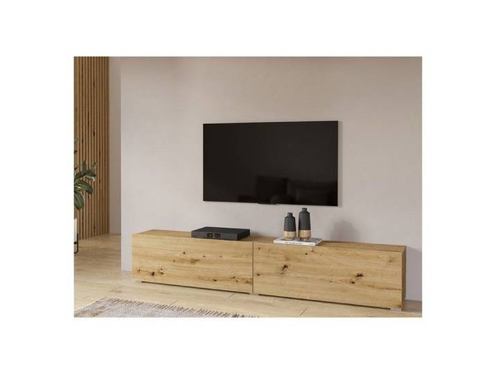 Meuble TV 180cm collection EVA. Couleur chêne et noir.