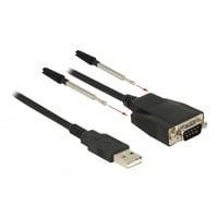 USB 2.0 Adapter, USB-A Stecker > Seriell RS-232 Stecker schwarz, 35cm, ESD Überspannungsschutz