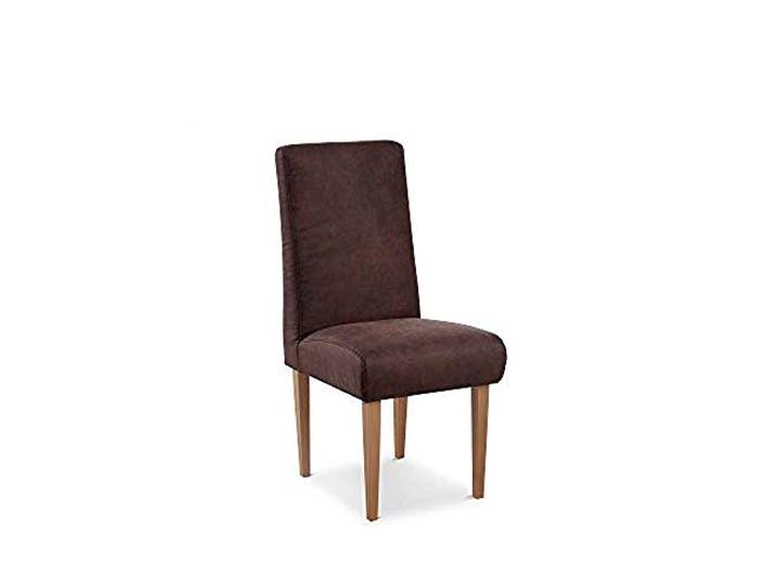 CAVADORE Esszimmerstuhl Kira / Polsterstuhl für Küche, Esszimmer oder Wohnküche in Lederoptik / Passend zur Küchengarnitur Kira / 48 x 103 x 62 / Hochwertiges Mikrofaser: Braun