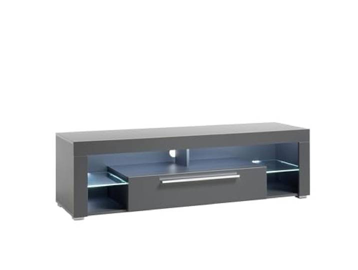möbelando Lowboard >Greta< in matt grau - 153x44x44cm (BxHxT)