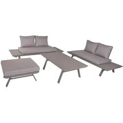 DELUKE Gartenloungeset CESAR 4-tlg - Aluminium, Hellgrau | Gartenmöbel Set Garten Loungegruppe Lounge-Set Pool Loungegarnitur