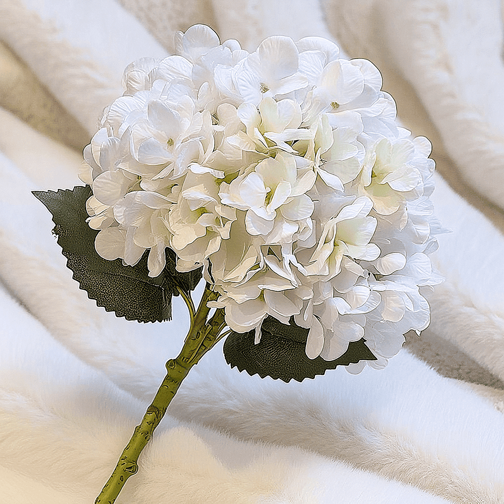 Cream Faux Hydrangea Single Stem Flower