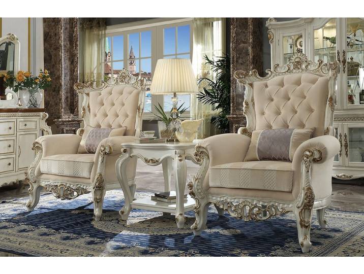 JVmoebel Sessel Beige Barock Sessel im Antik Stil mit Holzrahmen und eleganten Füßen (Sessel), Made in Europa