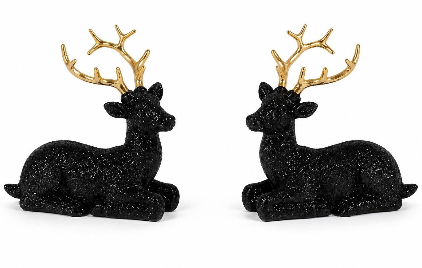 Weihnachtsfigur CHALET "CHALET Hirsch Deko-Set", schwarz gold, B:5cm H:10cm, Dekofiguren, Weihnachtsfigur schwarz gold B/H/T: 5cm x 10cm