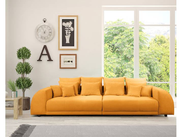 Grand canapé Orange Microfibre Enza 310 x 86 x 135cm Moderne
