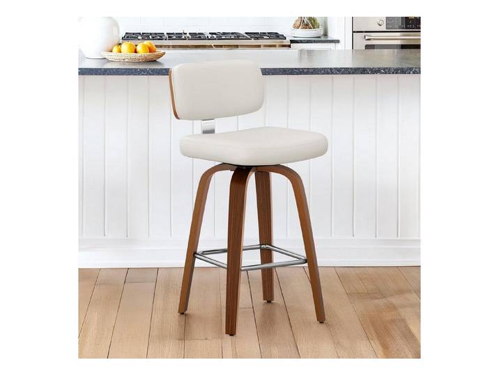 LuxusKollektion Barhocker Barhocker 360 drehbar Lehne Holz Kunstleder Küche Theke Weiß 1