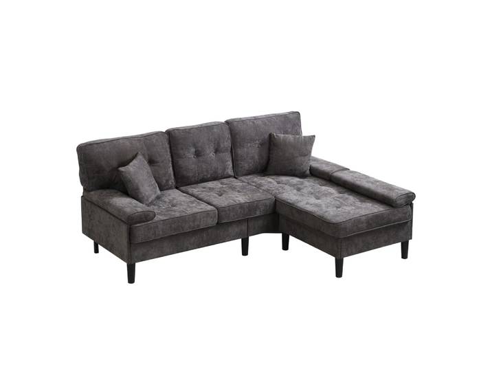 Canapé d'angle modulable en chenille gris antique