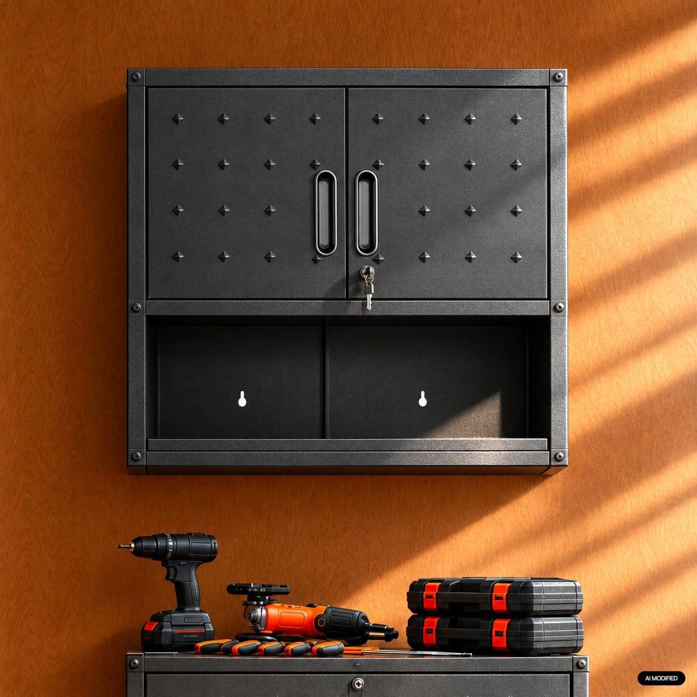 sweeek Mueble alto de almacenamiento para garaje con estante, negro
