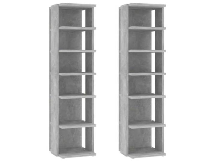 Schuhschränke, 2 Stück, betongrau, 27,5 x 27 x 102 cm 6 Einlegeböden pro Schrank, Bauholz, enge Ecken, unter Treppen, Eingang, Flur