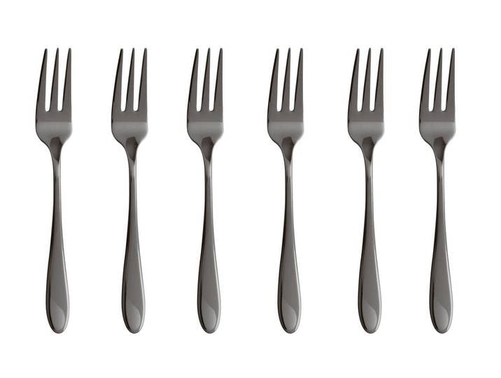 sambonet Besteck-Set Velvet Edelstahl/PVD 2Black Kuchengabeln Set 6, Edelstahl rostfrei, Besteck-Sets