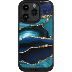 Nivocase Handyhülle für Apple iPhone 15 Pro Hülle NIVOpure Case Schwarz Glitzer Look Marmor Trends (Apple iPhone 15 Pro), Smartphone Hülle, Schwarz