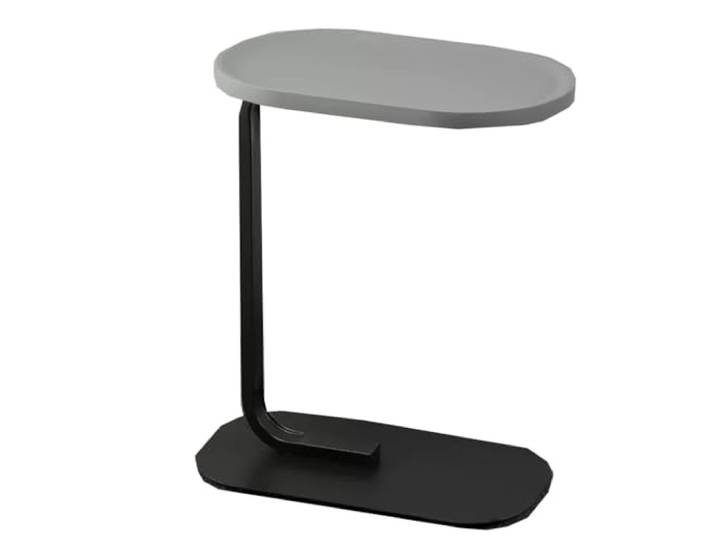 ROHCGHC Beistelltisch, Mit Holz-Desktop, ovaler Beistelltisch mit Metallrahmen(Gray a)