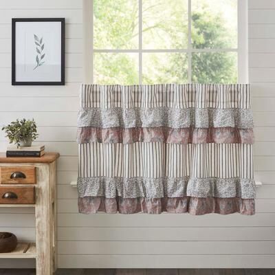 VHC Brands Kaila Ticking Blue Ruffled Tier Set of 2 L36xW36