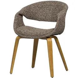 Esszimmerstuhl Yossi aus Webstoff, modernes Design, Holzgestell natur, gepolstert in Braun