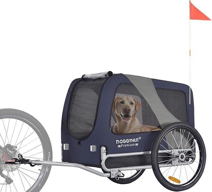 DOGGYHUT Premium Large Hundeanhänger Fahrradanhänger groß ca. 270 Liter Volumen für mittelgroße und große Hunde