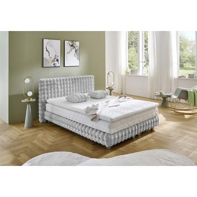 Boxbett "Sendai", grau, L:210cm, WESTFALIA SCHLAFKOMFORT, Komplettbetten, Fellimitat HIGHLIGHT, wahlweise Matratzen in H2,H3,H4