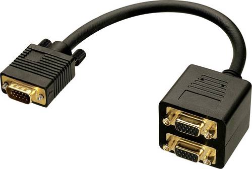 LINDY 41214 VGA Y-Adapter [1x VGA-Stecker - 2x VGA-Stecker] Schwarz 0.18 m