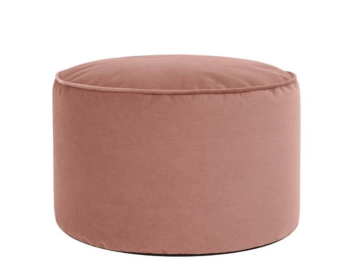 Pouf repose-pieds rond velours rose aube