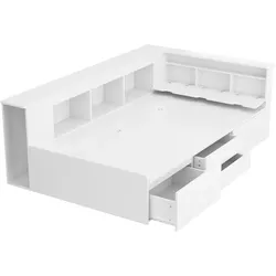 STILVORA Kinderbetten MDF Weiß 90x200 cm mit 4 Schubladen, Regal, Schrank und Lattenrost