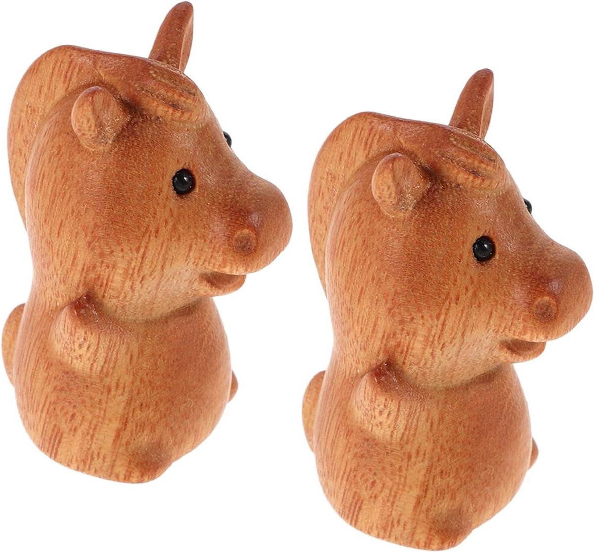 Handgesneden Houten Paard Beeldje Chinese Dierenriem Khaki B/D/H: 4,2 x 3,2 x 2,5 cm