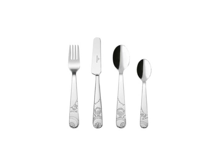 Villeroy & Boch - Boho kids Roar like a lion Couverts pour enfants\, 4 pièces\, couverts (Fourchette\, Couteau\, Cuillère à soupe\, Cuillère à café)\, Acier inoxydable\, Lavable au lave-vaisselle
