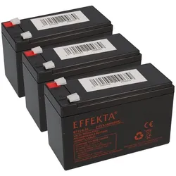 36V Akku-Satz 3x Effekta BT 12-9,5K 12V 9,5Ah – passend für E-Fahrrad, Scooter, Crosser und Tandem