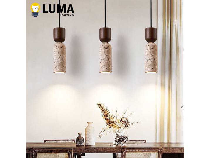 Wabi-Sabi Lampe suspendue en travertin jaune de style japonais, éclairage suspendu en pierre de grotte pour cuisine, île, chambre à coucher, salon, décoration