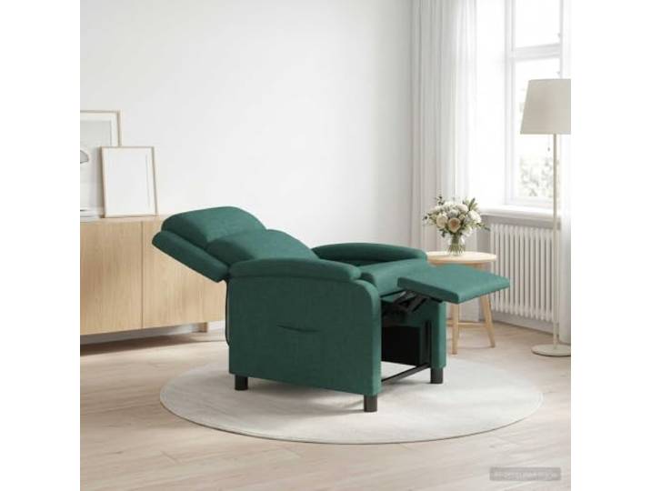 Relaxsessel Dunkelgrün Stoff mit verstellbarem Neigungswinkel Metall-und-Holz-Gestell,115°-bis-160°-Neigung,100%-Polyester,feuchtes Tuch zur Pflege,Arbeitszimmer