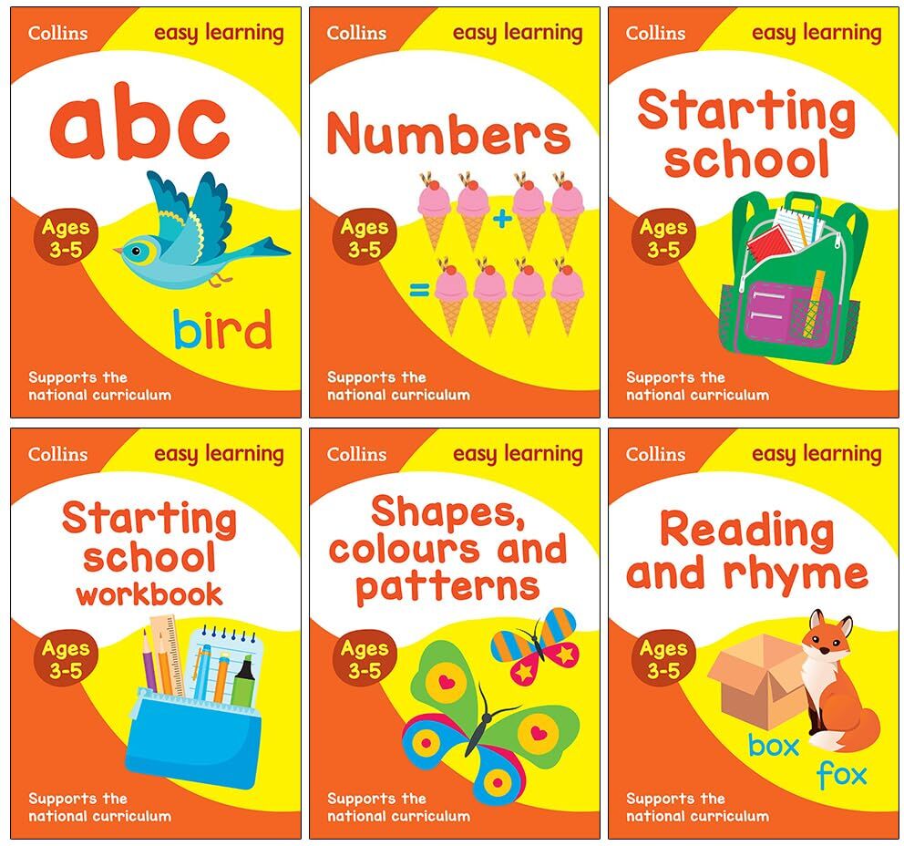 Collins Easy Learning Preschool 6 Books Collection Set - Paperback - Ages 3-5 - ABC, Numbers, Rhyme, Shapes, Starting School EYFS Activity Books