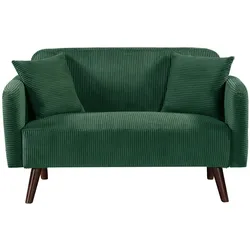 En.Casa, Sofa + Bettsofa, 2-Sitzer Sofa Midt 132x70x81 cm Cord Grün (2-Sitzer)