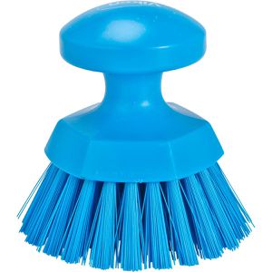 Vikan Spülbürste Runde Handbürste, Kunststoffgriff mit PBT-Borsten, blau, Länge 11 cm