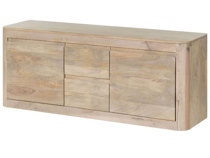 Meuble Tv Manguier Blanc Laqué 147x40x58 Cm Monté Toronto 300