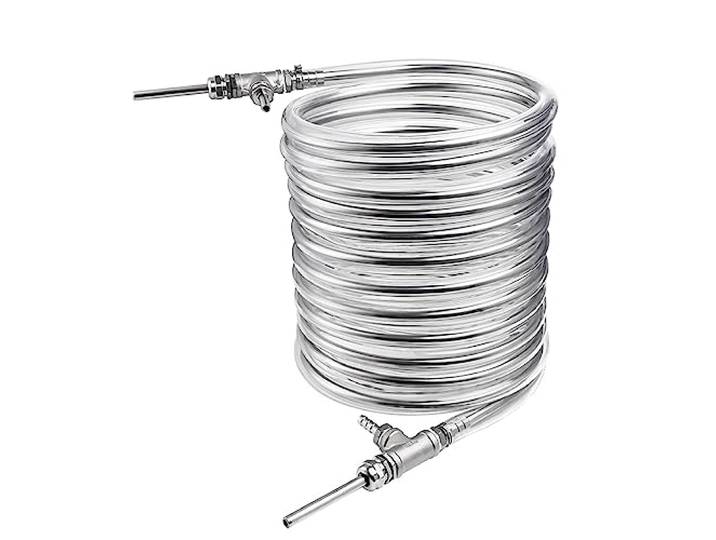 NETFEN Gegenstrom-Würzekühler, 1 Stück, 3/8 Zoll X 10 M, Edelstahl-Kühlrohr, Super Effektiver Wärmetauscher, Selbstgebrauter Bierkühler, Spulenrohr, Silber
