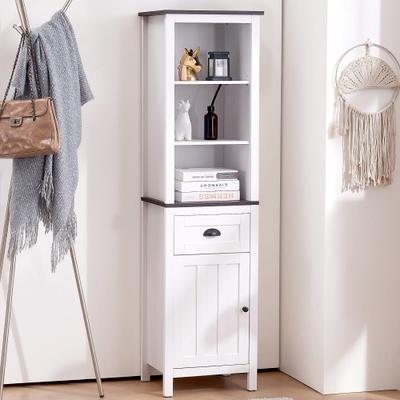 ivinta Tall Bookshelf with Storage, 5-Tier Modern Bookcase with Drawer, Door and Adjustable Shelf