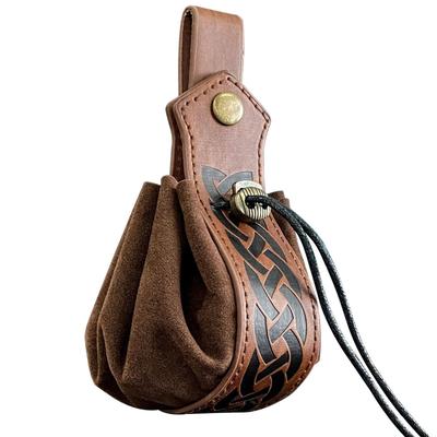 Viking Style Leather Belt Pouch Medieval Coin Bag Retro Waist Organizer brown