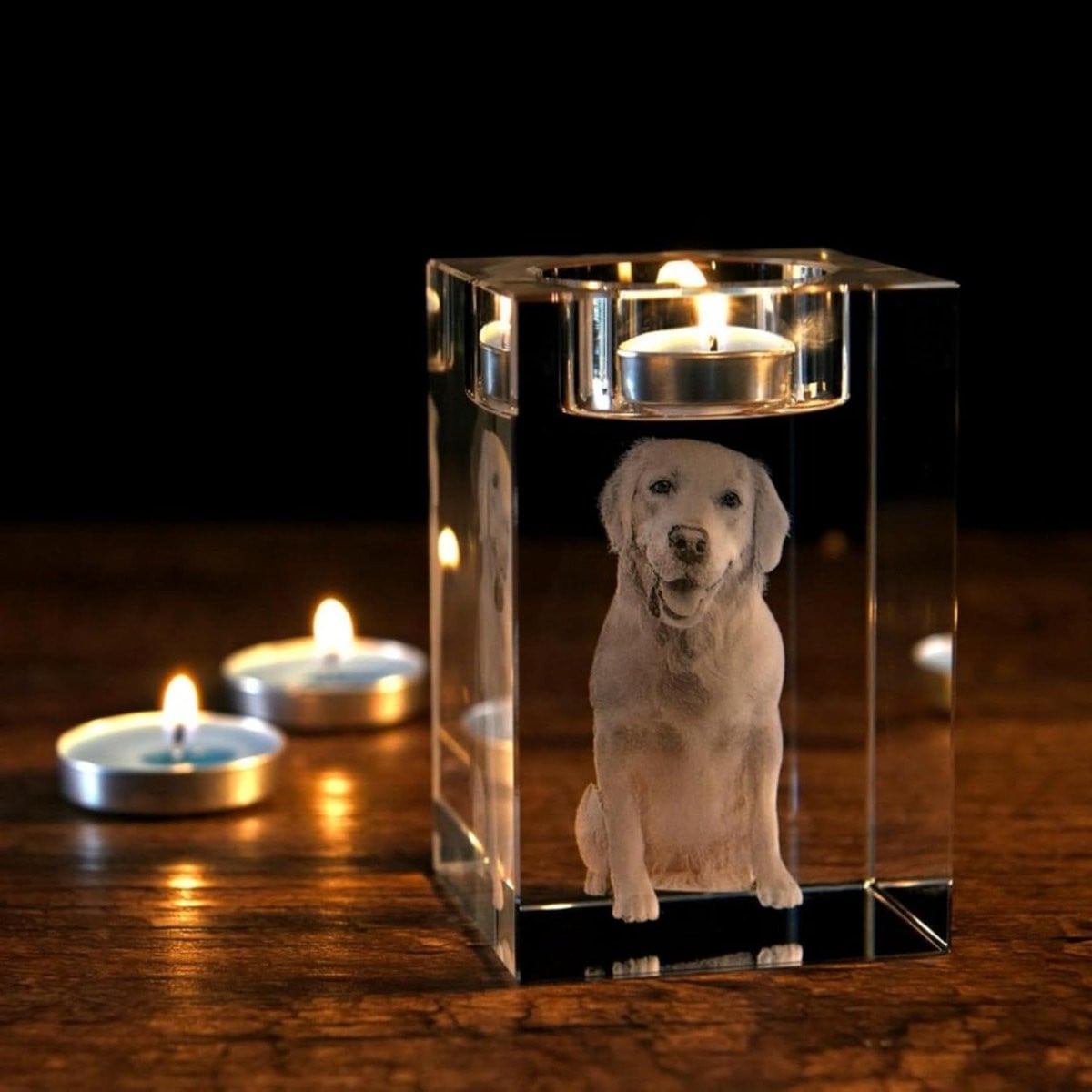 3D Kristal Herinneringskandelaar Eeuwige Gedachten met Gepersonaliseerde Gravure Transparant