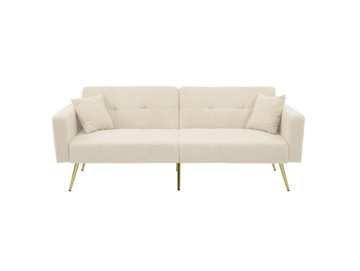 Oxeza Schlafsofa 175/64/72 cm Beige Wollstoff mit Kissen und seitlichen Aufbewahrungstaschen, Mode, Rechteckig, 64x72x175 cm, Babymöbel & Kindermöbel, Kinderzimmer & Jugendzimmer, Schlafsofas