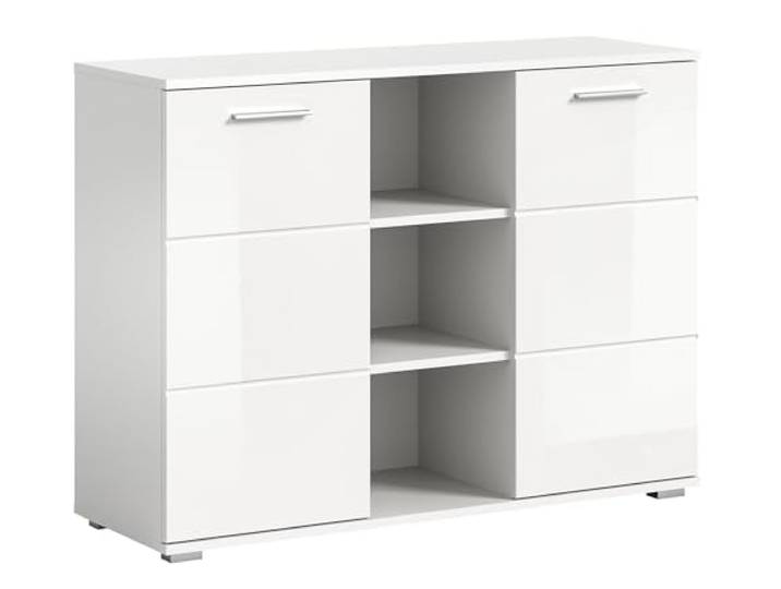 Newroom Kommode Weiß Hochglanz Sideboard mit Türen Flur Wohnzimmer