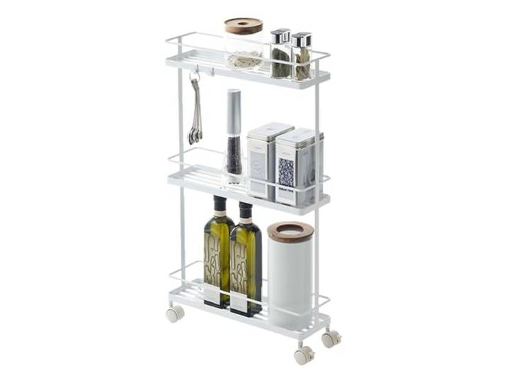 YAMAZAKI 7151 Tower Storage Cart\, White\, Steel\, 38 x 12 x 66 cm