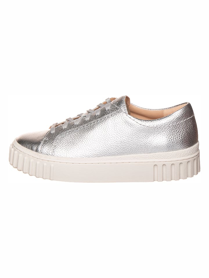 Clarks Leder-Sneakers in Silber - 39,5