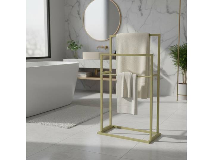 Porte-serviettes sur pied 48x24x78,5 cm Salle de bain Toilette Cuisine Fer Élégant Robuste Support mural pour serviettes