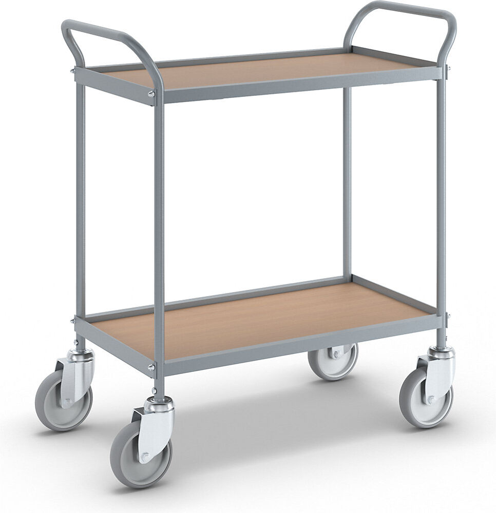 Servierwagen, Etagenhöhe 530 mm, 2 Etagen, mit 4 Lenkrollen, Rad-Ø 125 mm eurokraft pro