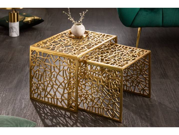 riess-ambiente Couchtisch ABSTRACT 50cm gold (Set, 2-St., 2x Couchtisch), Wohnzimmer · Metall · eckig · Modern Design