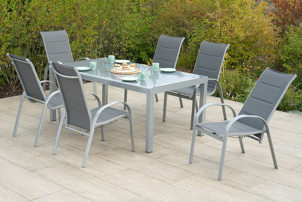 MERXXHANDELS Amalfi Set 7tlg 4 Sessel hoch 2 Sessel Tisch 190x100cm 16946446
