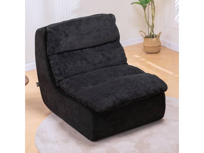 COMHOMA Canapé Fauteuil de relaxation Fauteuil TV Fauteuil de relaxation avec assise profonde Canapé individuel Lit en mousse\, Pas de montage\, Noir