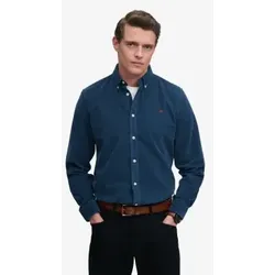 Superdry für Herren. M4011044A Klassisches Nadelstreifenhemd blau (M), Lässig, Baumwolle, Langarm